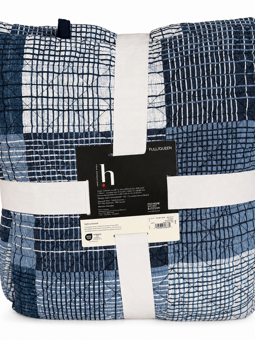 Home Expressions Xander Full Queen 3 Piece Navy Plaid Quilt Set